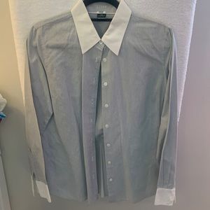 J Crew size Large slim-fit Kathryn blouse black/white stripe with white contrast